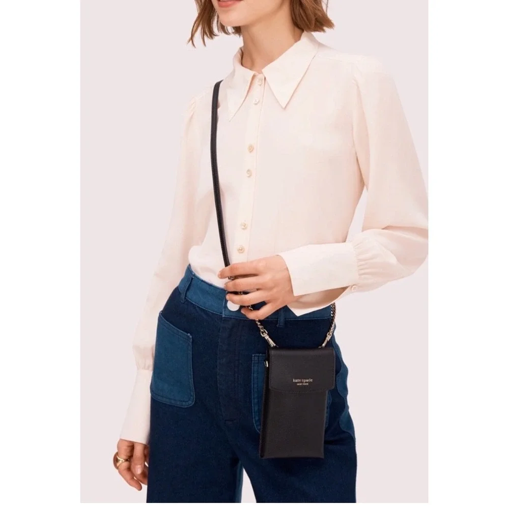 NWT Kate Spade Silvia North South Flip Crossbody‎ Black